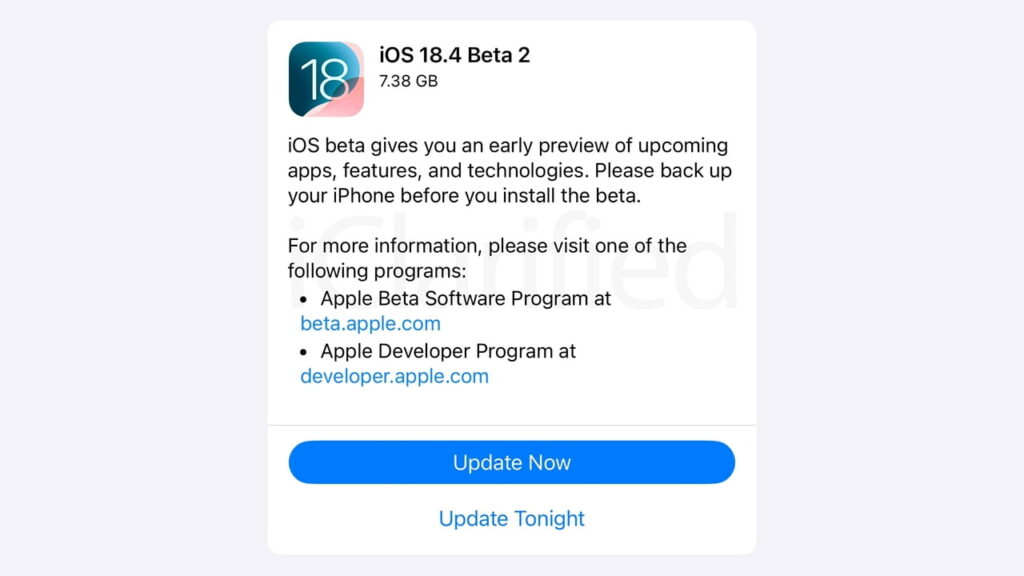 iOS 18.4 beta 2